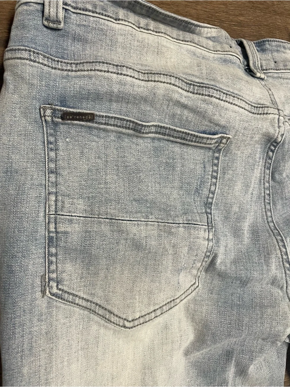 Serenede light Wash Distressed Men’s fitted denim Jeans - Size 42 men pants bot